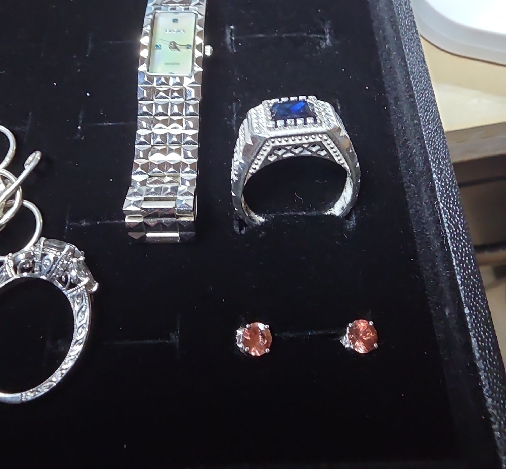 Vintage Sterling Silver 925 Multistone Pendant, Necklace,Rings, Earrings ECT - Picture 5 of 5